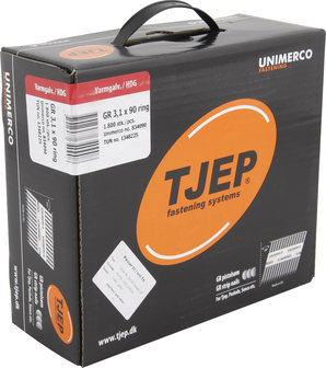 Tjep GR31/90 Stripnagels D-kop 34&ordm; Ring/Thermisch verzinkt MaxiDoos a 1.800 stuks