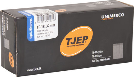 Tjep TF18 x 32 mm Minibrads 1,2 mm recht Verzinkt Doos a 5.000 stuks