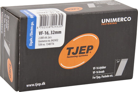 Tjep VF16 32 mm Brads 1,6 mm 20&ordm; Verzinkt Doos a 2.000 stuks