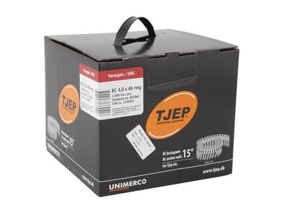 Tjep Coilnagels BC40/40 Tape gebonden ankernagels 15/16º Ring/Thermisch verzinkt Doos a 600 stuks