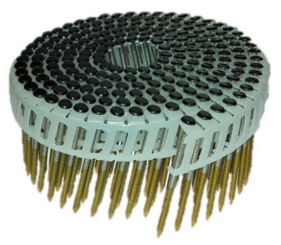 Coilnagels zwart 2,5 x 50 Tape gebonden 15/16º Ring/RVS A4 Platkop Rol a 200 stuks