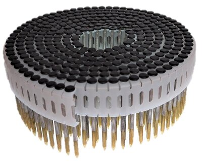 Coilnagels zwart 2,5 x 65 Paslode/Duo-Fast 0º tape Ring/RVS A4 Platkop Rol a 325 stuks