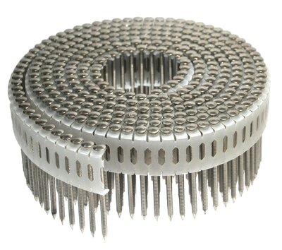 Coilnagels 2,5 x 50 Paslode/Duo-Fast 0º tape Ring/RVS A2 Lenskop Doos a 9.750 stuks