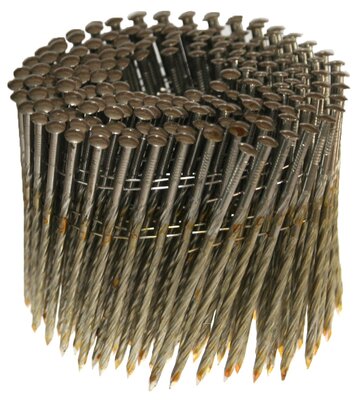 Coilnagels 3,1 x 90 Draad gebonden 15/16º RVS A2 Lenskop Rol a 200 stuks