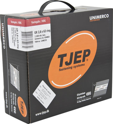 Tjep GR28/63 Stripnagels D-kop 34º Ring/Thermisch verzinkt MaxiDoos a 2.500 stuks