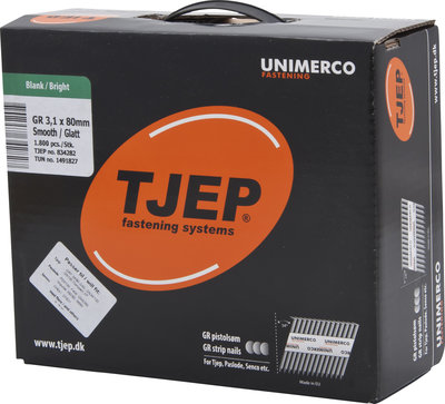 Tjep GR31/80 Stripnagels D-kop 34º Glad/Blank Doos a 1.800 stuks