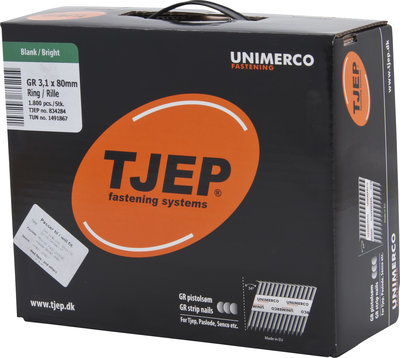 Tjep GR31/80 Stripnagels D-kop 34º Ring/Blank Doos a 1.800 stuks