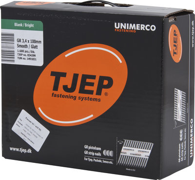 Tjep GR34/100 Stripnagels D-kop 34º Glad/Blank Doos a 1.600 stuks