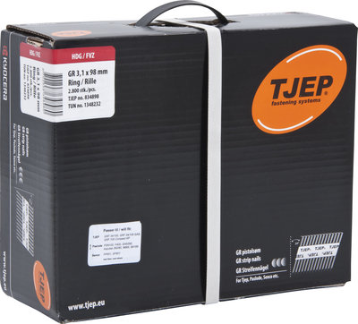 Tjep GR31/98 Stripnagels D-kop 34º Thermisch verzinkt Jumbo Doos a 2.800 stuks