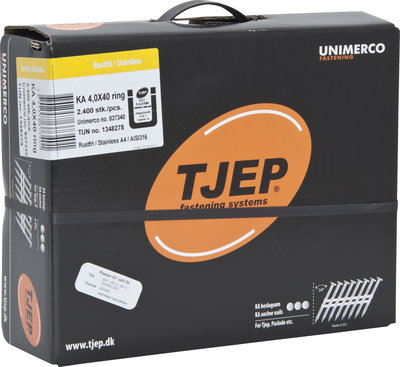 Tjep KA40/40 Strip ankernagels 34º Ring/RVS A4 Doos a 2.400 stuks