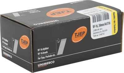 Tjep VF16 38 mm Brads 1,6 mm 20º RVS A4 Doos a 2.000 stuks
