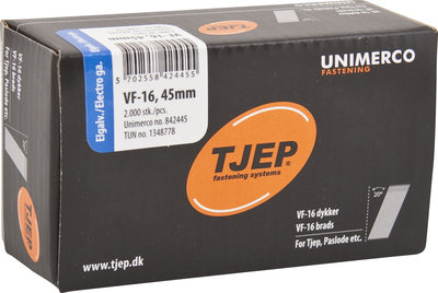 Tjep VF16 45 mm Brads 1,6 mm 20º Verzinkt Doos a 2.000 stuks