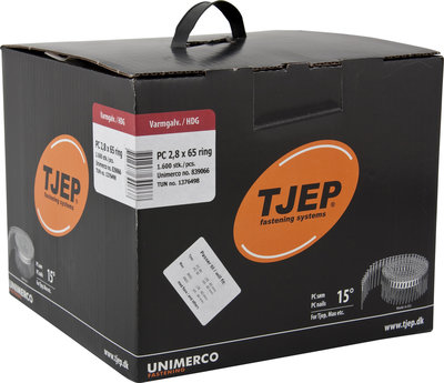 Tjep Coilnagels PC28/65 Tape gebonden 15/16º Ring/Thermisch verzinkt Doos a 1.600 stuks
