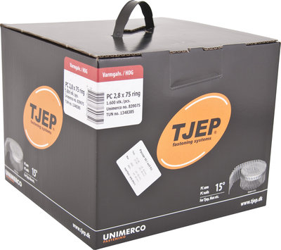 Tjep Coilnagels PC28/75 Tape gebonden 15/16º Ring/Thermisch verzinkt Doos a 1.600 stuks