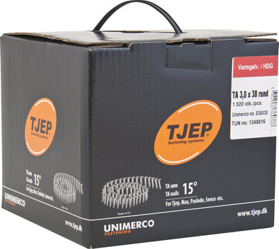 Tjep Coilnagels TA30/38 Asfaltnagels 15/16º Ring/Thermisch verzinkt Doos a 1.920 stuks