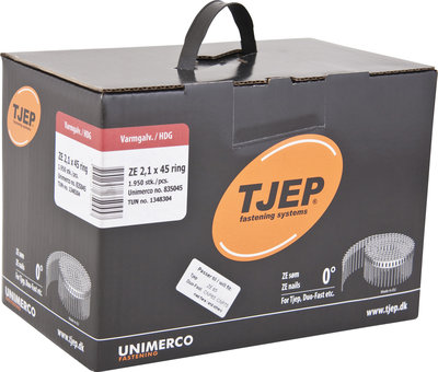 Tjep Coilnagels ZE21/45 IN-tape recht Ring/Thermisch verzinktDoos a 1.950 stuks