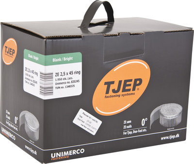 Tjep Coilnagels ZE25/45 IN-tape recht Ring/Blank Doos a 1.950 stuks