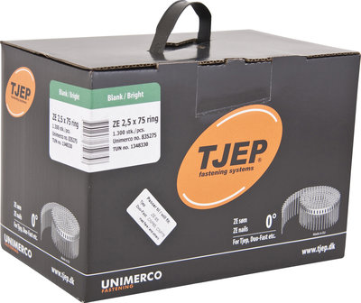 Tjep Coilnagels ZE25/75 IN-tape recht Ring/Blank Rond kop Doos a 1.300 stuks